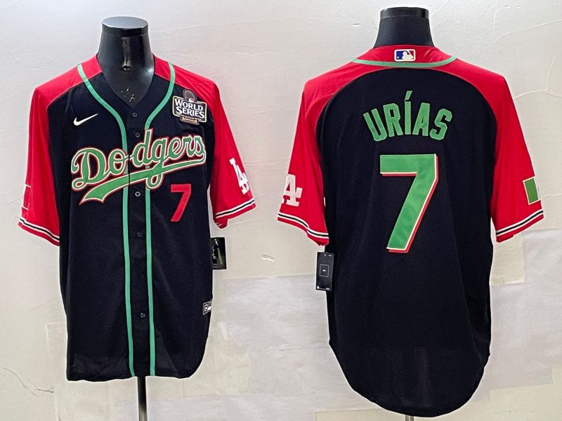 Men Los Angeles Dodgers #7 Urias Black red Game 2025 Nike MLB Jersey style 3202